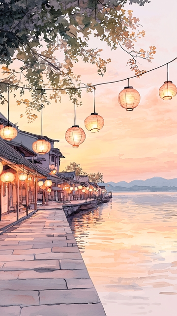 古街夜景灯笼挂饰