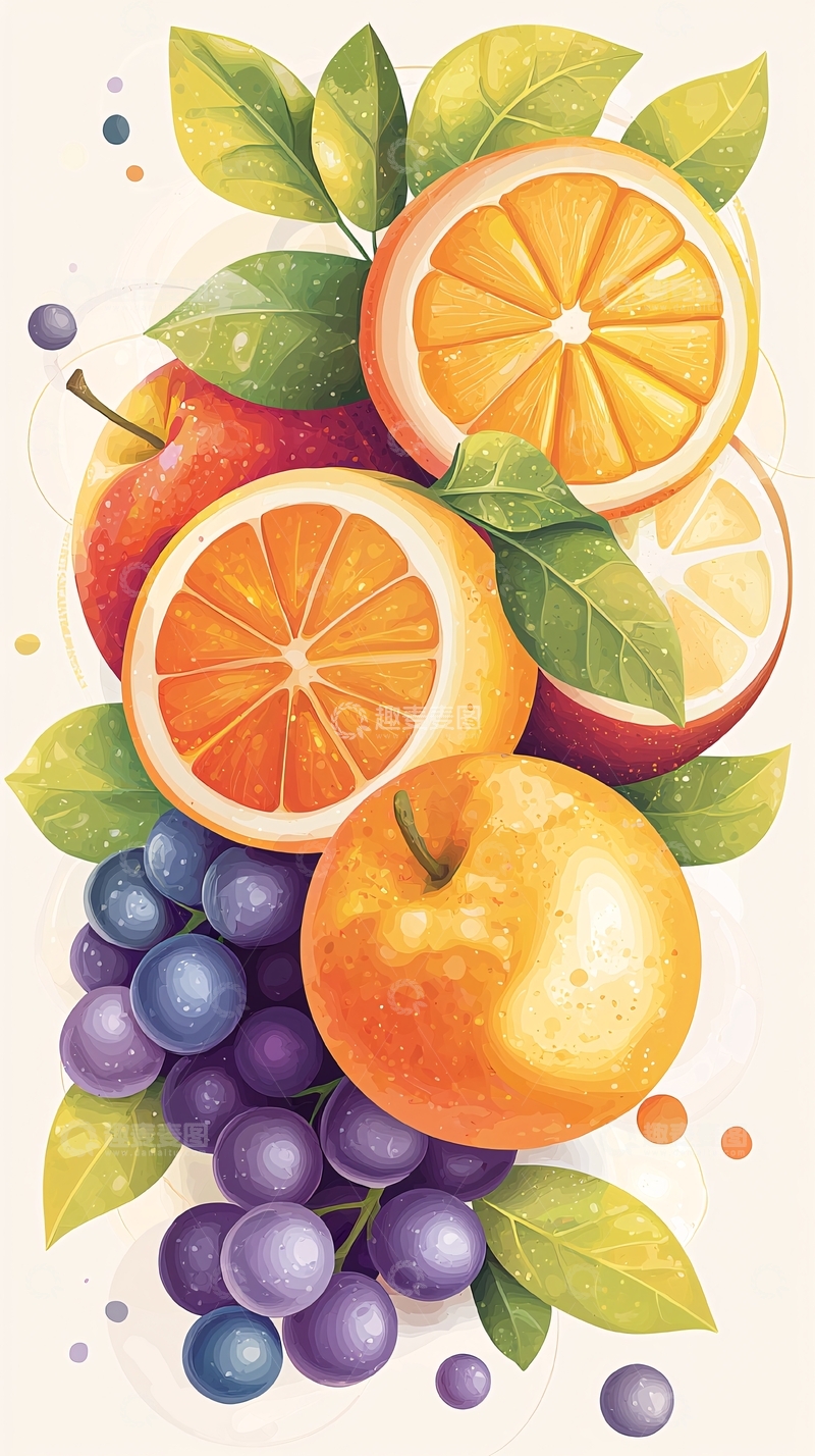 高清大图下载【趣麦麦图】水果拼盘插画素材