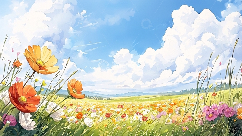 高清大图下载【趣麦麦图】夏日田野花海风景图