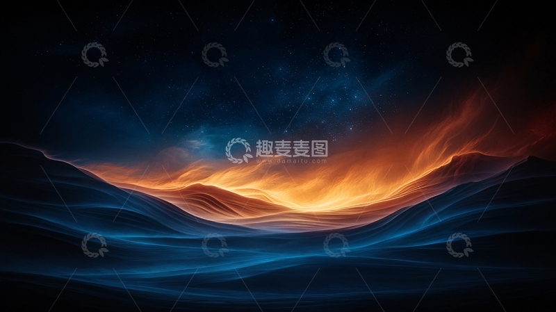 高清大图下载【趣麦麦图】夜空下的火焰山