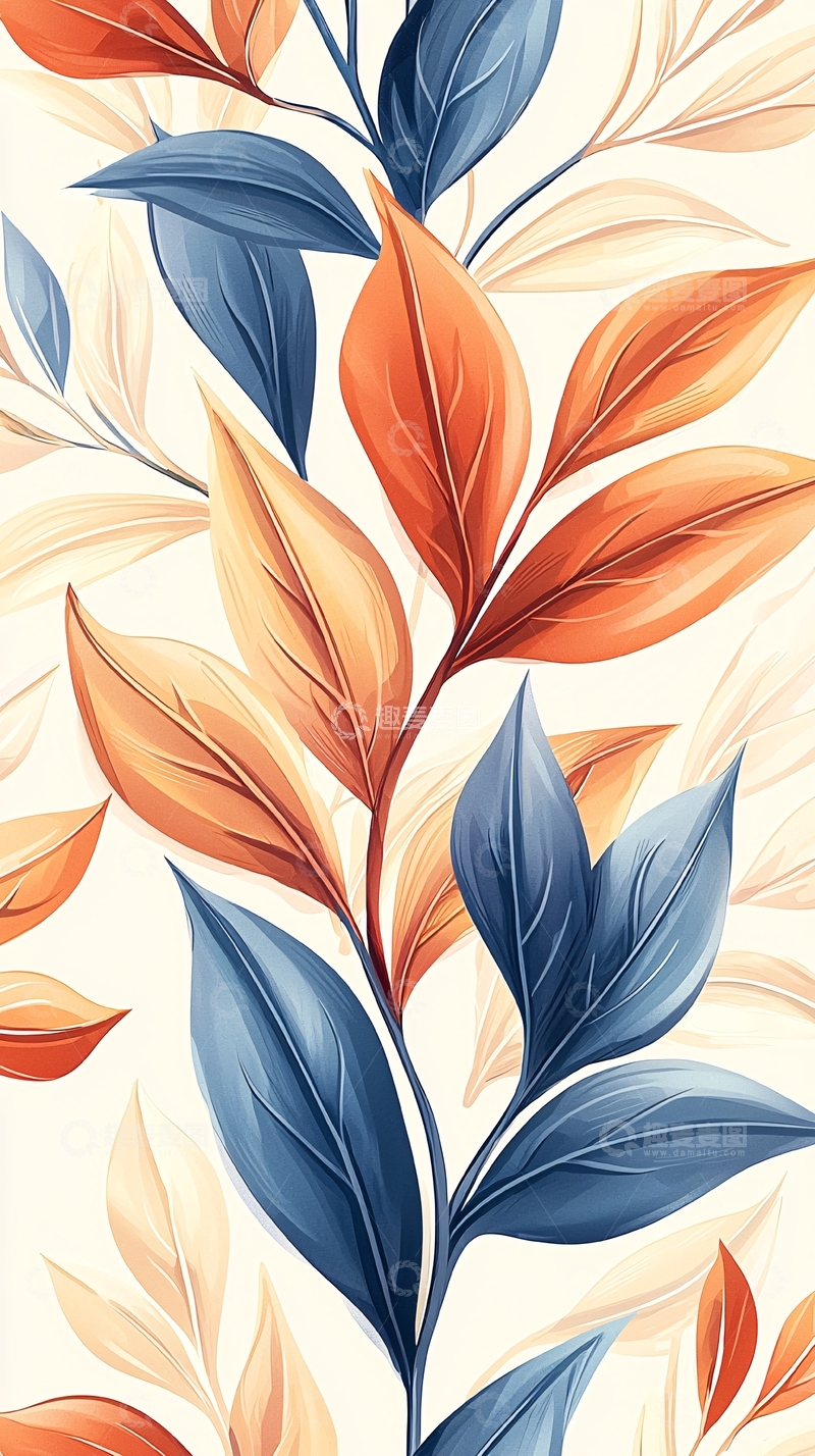 高清大图下载【趣麦麦图】秋日色彩斑斓的树叶图案