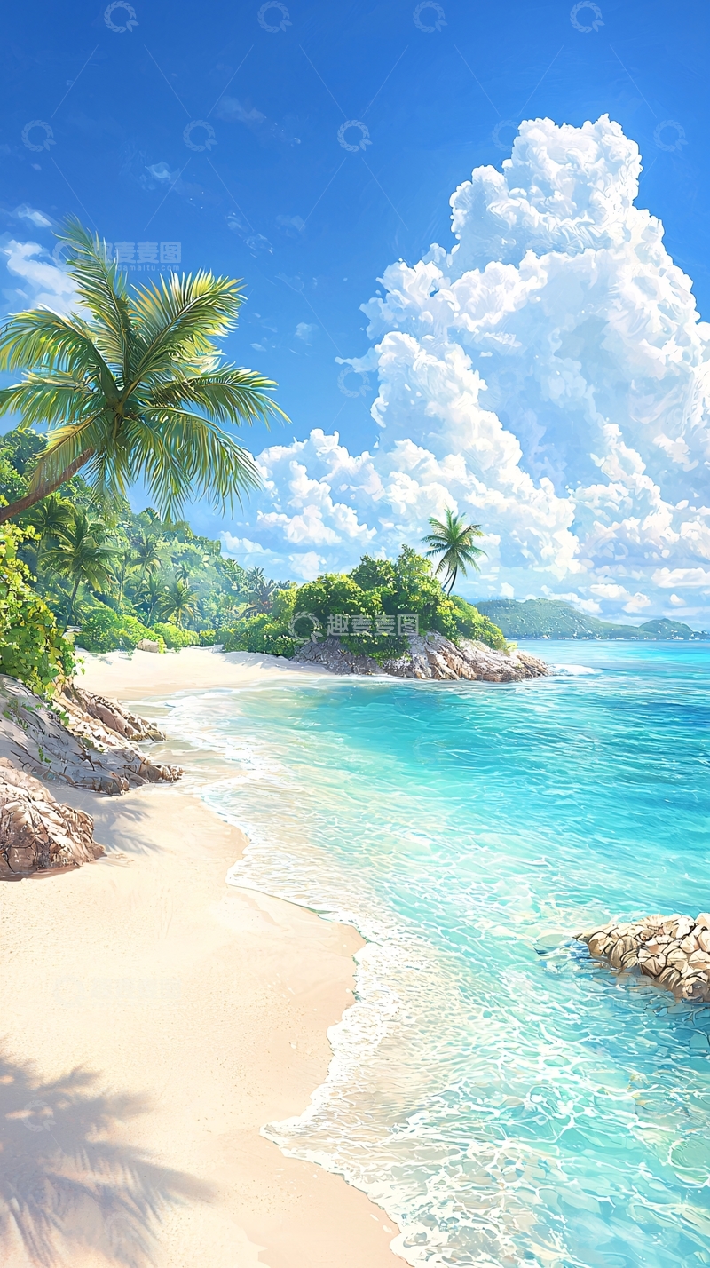 高清大图下载【趣麦麦图】热带海滩风景画