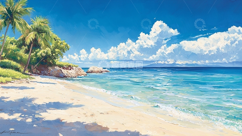 高清大图下载【趣麦麦图】热带海滩风景画