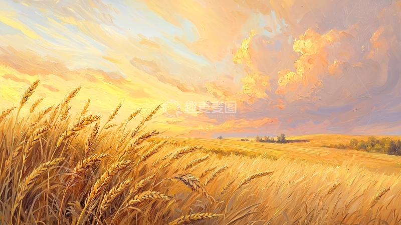 高清大图下载【趣麦麦图】金色麦田夕阳美景