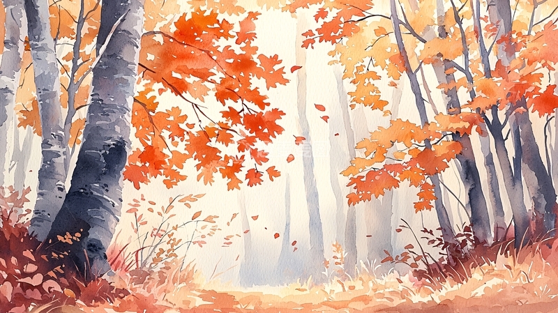 高清大图下载【趣麦麦图】秋日森林水彩画20