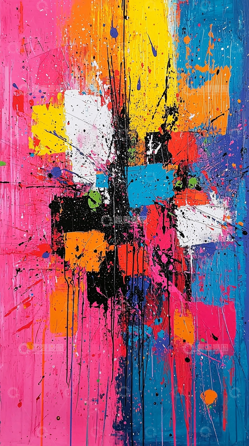 高清大图下载【趣麦麦图】抽象色彩泼洒艺术画