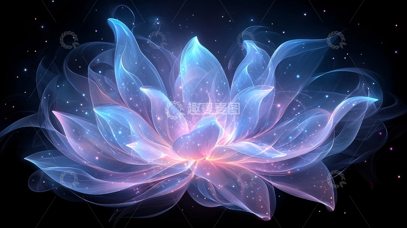 高清大图下载【趣麦麦图】梦幻莲花夜景背景图
