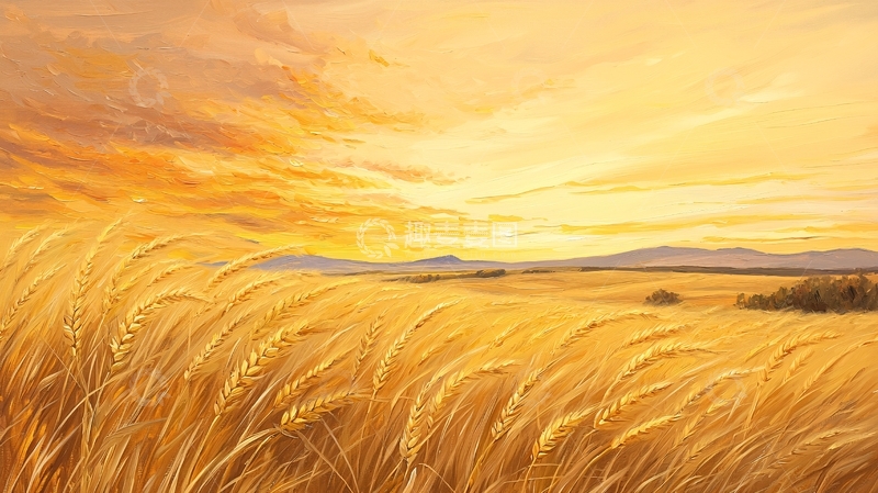 高清大图下载【趣麦麦图】金色麦田夕阳风景