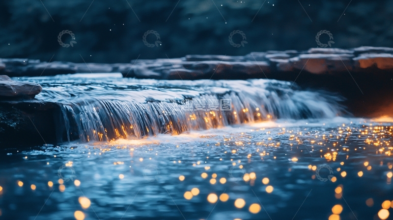 高清大图下载【趣麦麦图】夜晚瀑布流光璀璨