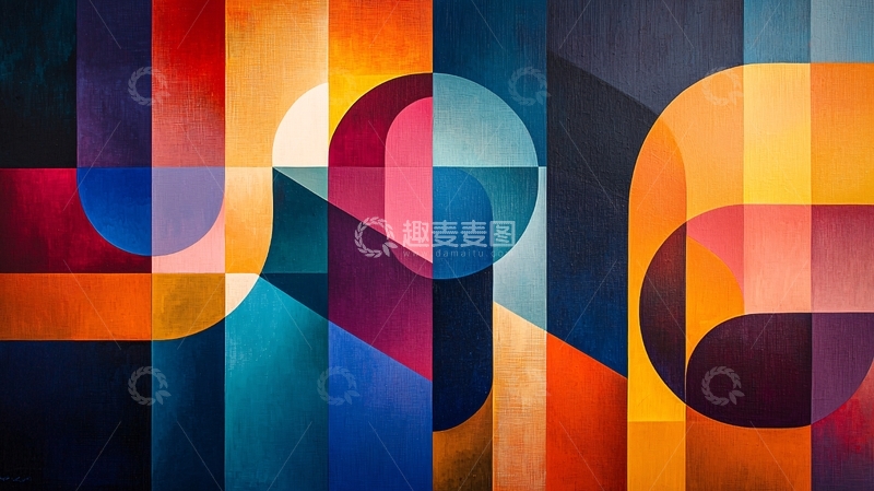 高清大图下载【趣麦麦图】抽象几何色彩艺术画