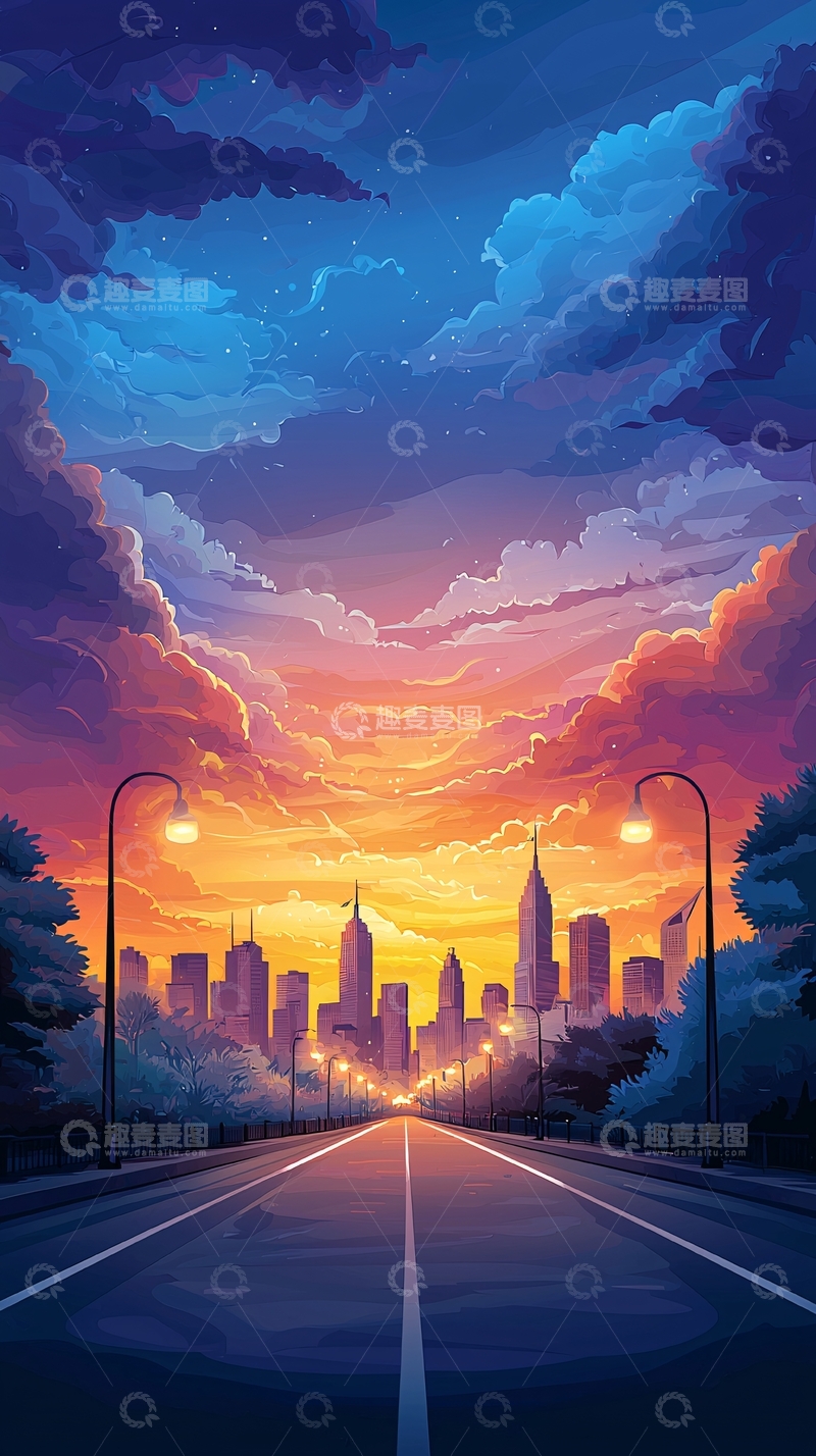高清大图下载【趣麦麦图】夜幕下的城市天际线5