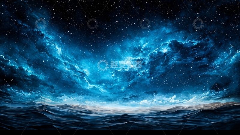 高清大图下载【趣麦麦图】夜空下的海洋风景