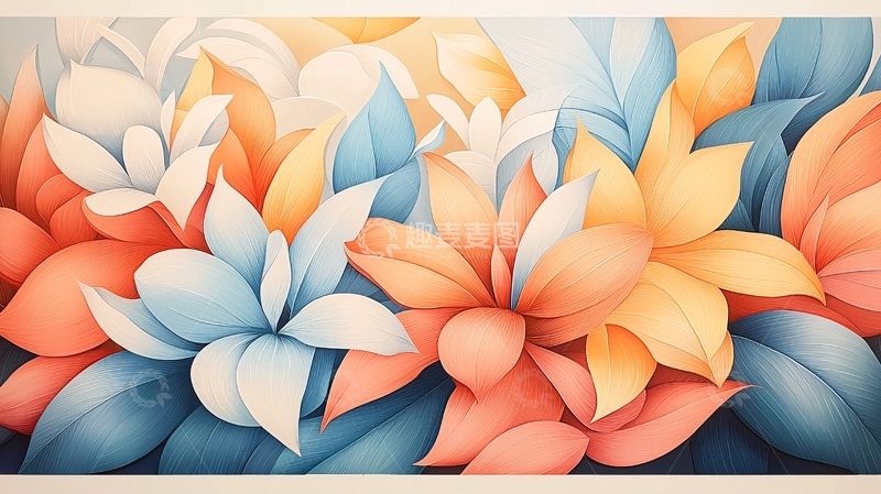 高清大图下载【趣麦麦图】色彩斑斓的花卉图案背景