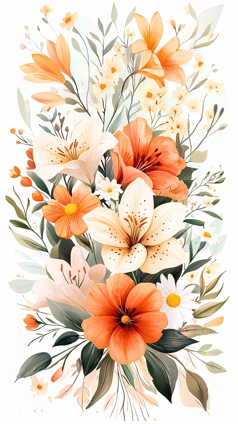 高清大图下载【趣麦麦图】秋日花束插画素材