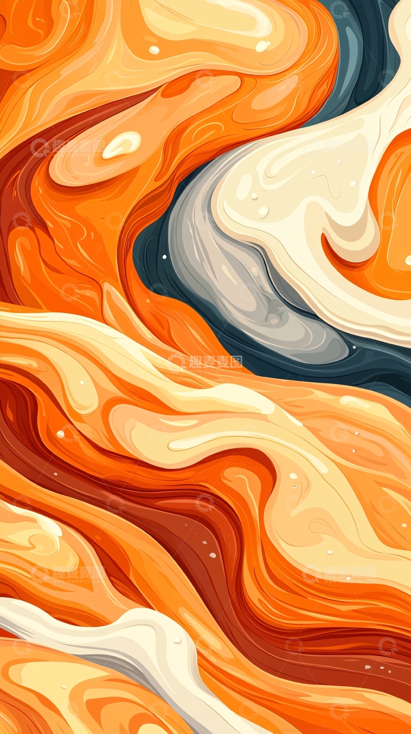 高清大图下载【趣麦麦图】抽象橙色流动纹理背景