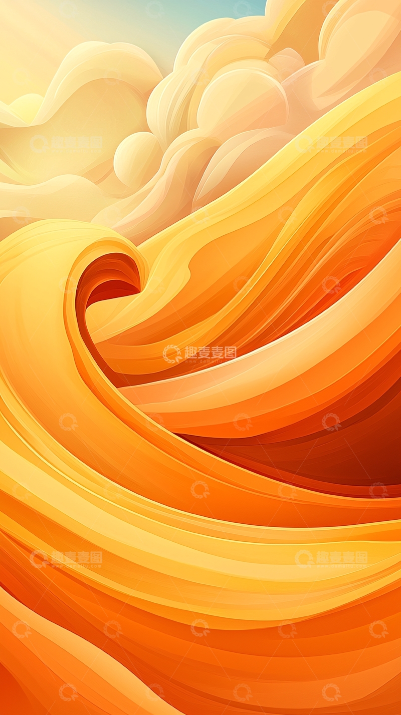 高清大图下载【趣麦麦图】橙色渐变流动抽象背景