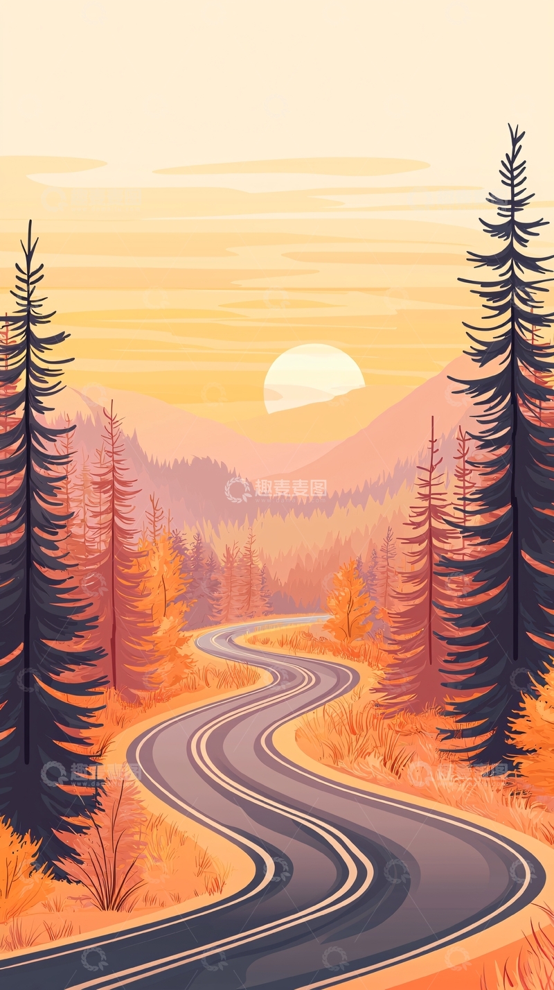 高清大图下载【趣麦麦图】秋日森林蜿蜒小路