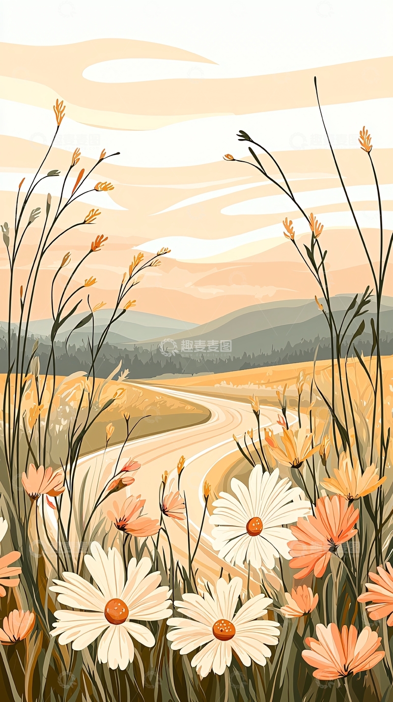高清大图下载【趣麦麦图】秋日田野小路风景图