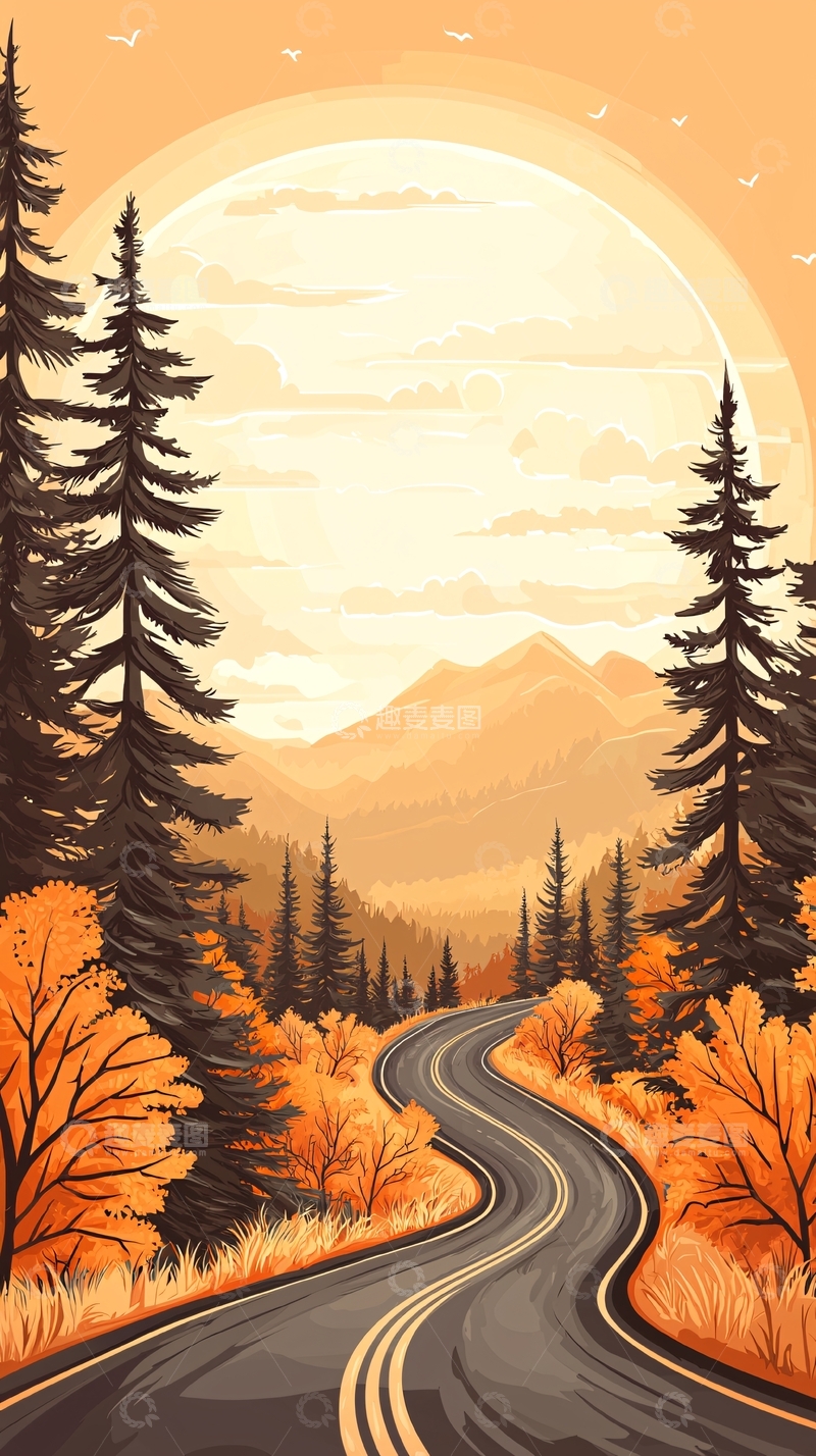 高清大图下载【趣麦麦图】秋日山间蜿蜒公路