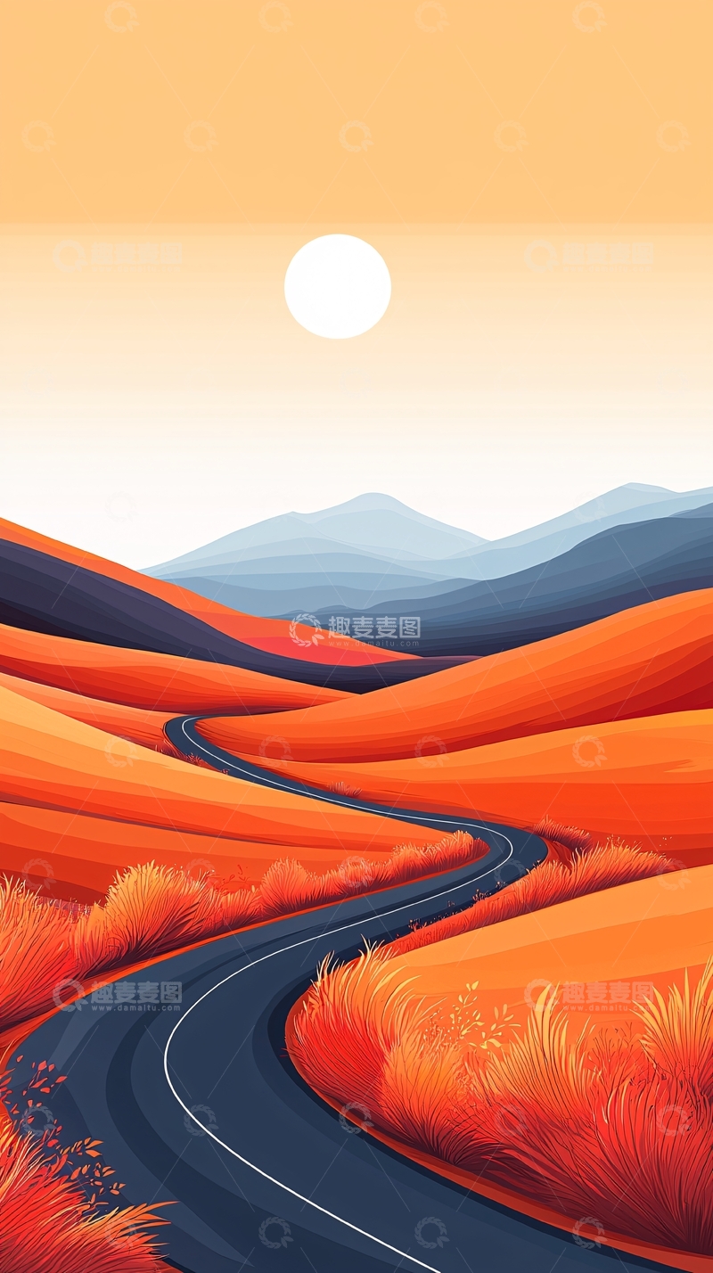 高清大图下载【趣麦麦图】秋日山间蜿蜒小路