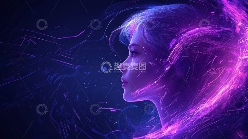 高清大图下载【趣麦麦图】霓虹光影中的神秘女性