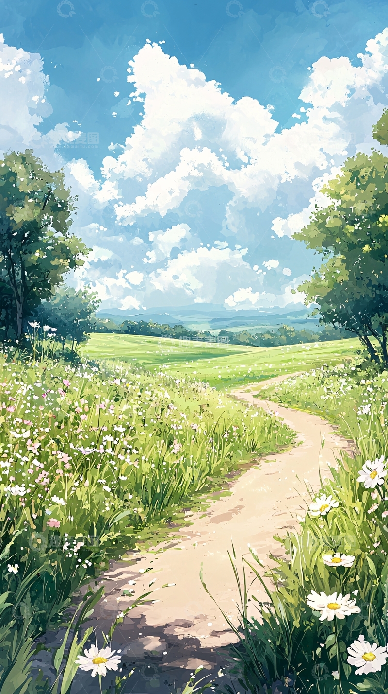 高清大图下载【趣麦麦图】夏日田园小路风景图