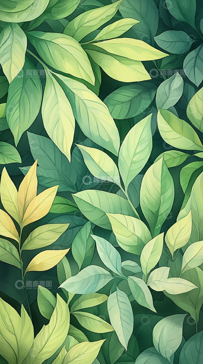 高清大图下载【趣麦麦图】绿色植物叶子背景图