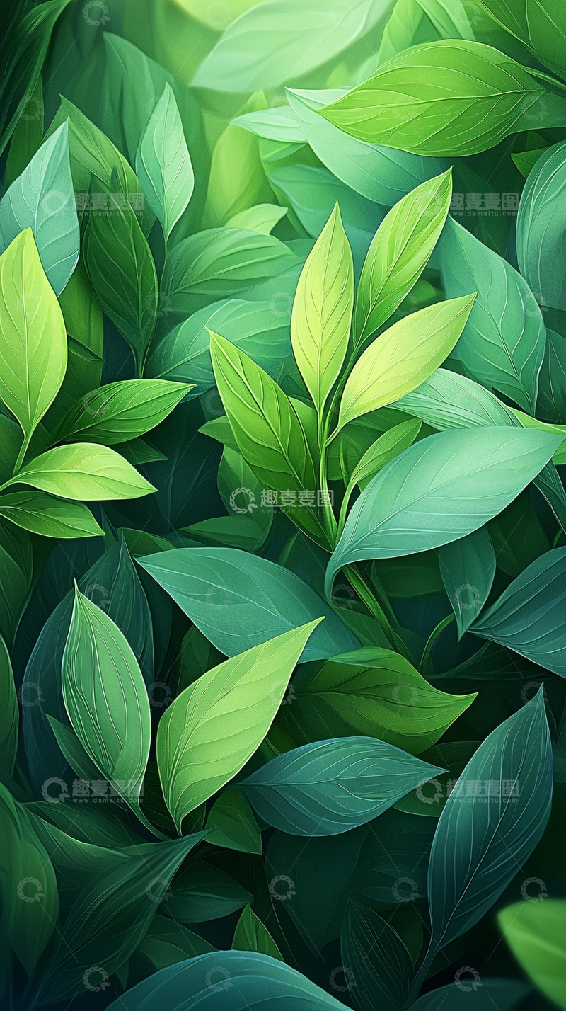 高清大图下载【趣麦麦图】绿色植物叶子背景图