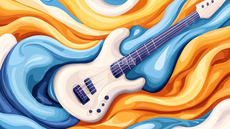 高清大图下载【趣麦麦图】电吉他与抽象色彩背景