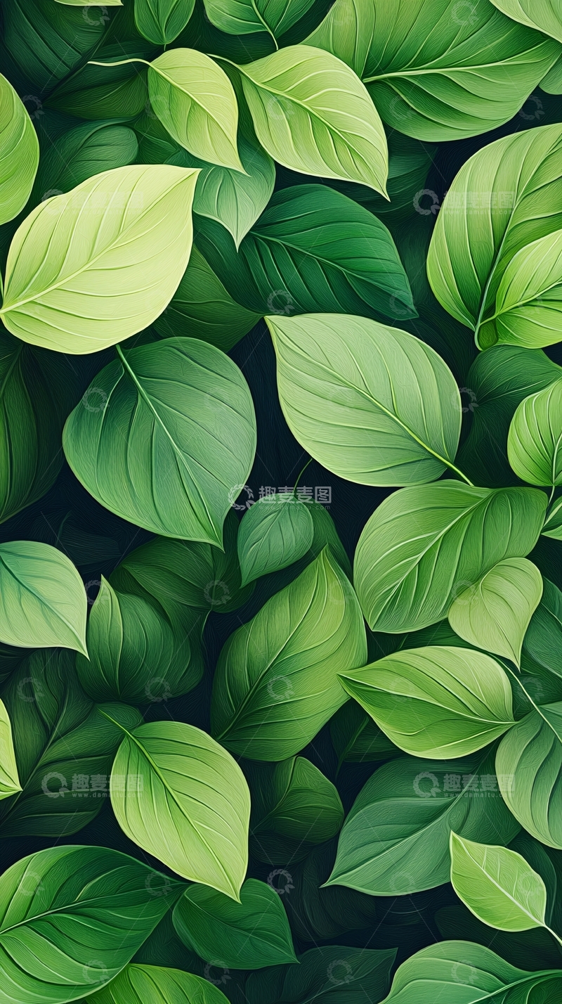 高清大图下载【趣麦麦图】绿色叶子背景素材