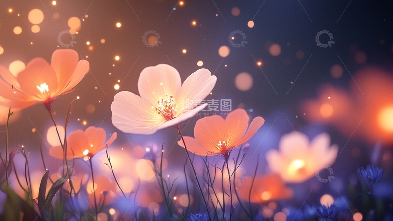 高清大图下载【趣麦麦图】梦幻花海光斑背景