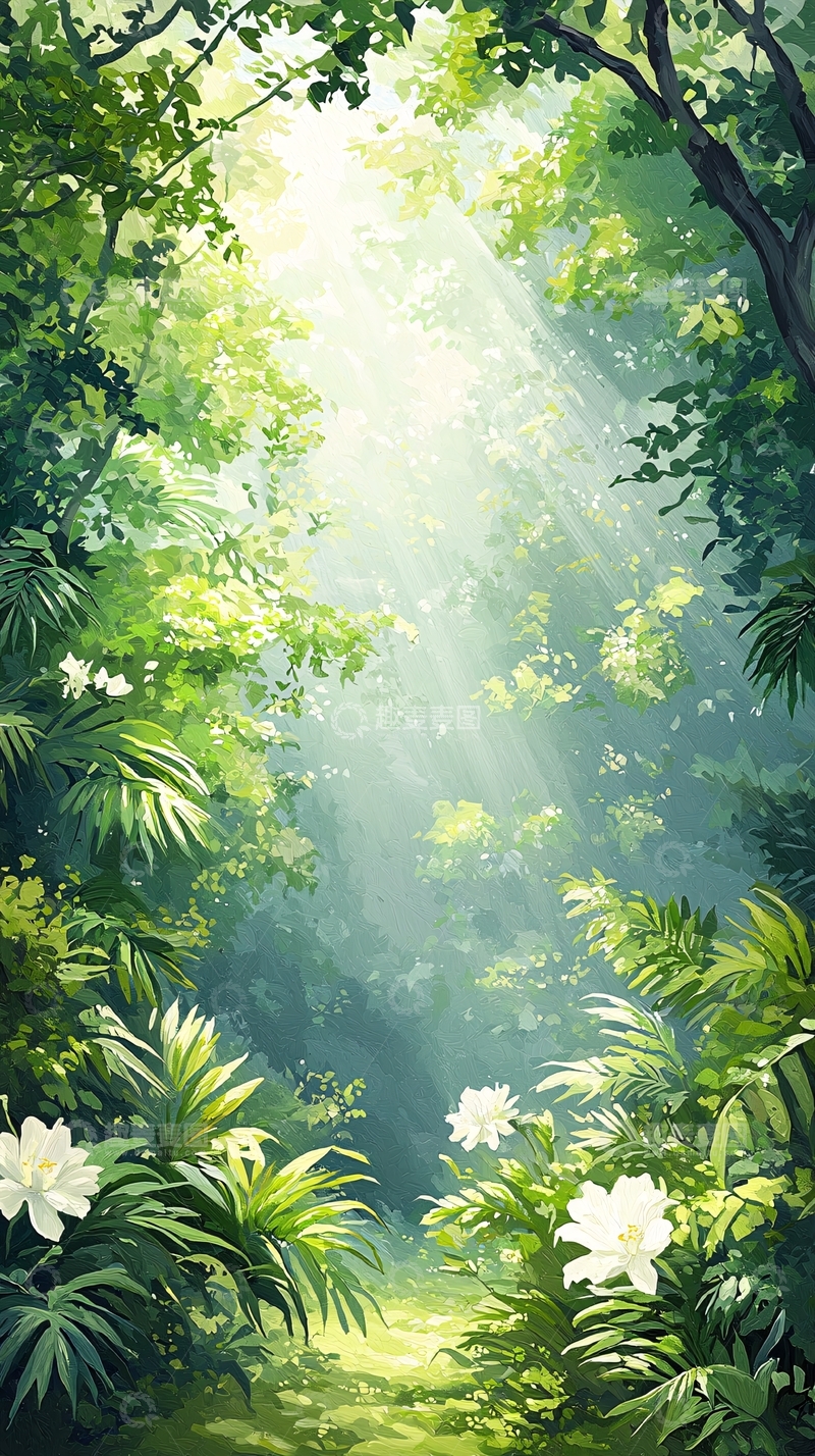 高清大图下载【趣麦麦图】阳光穿透森林的美丽景象