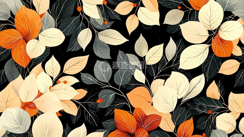 高清大图下载【趣麦麦图】秋叶图案背景素材