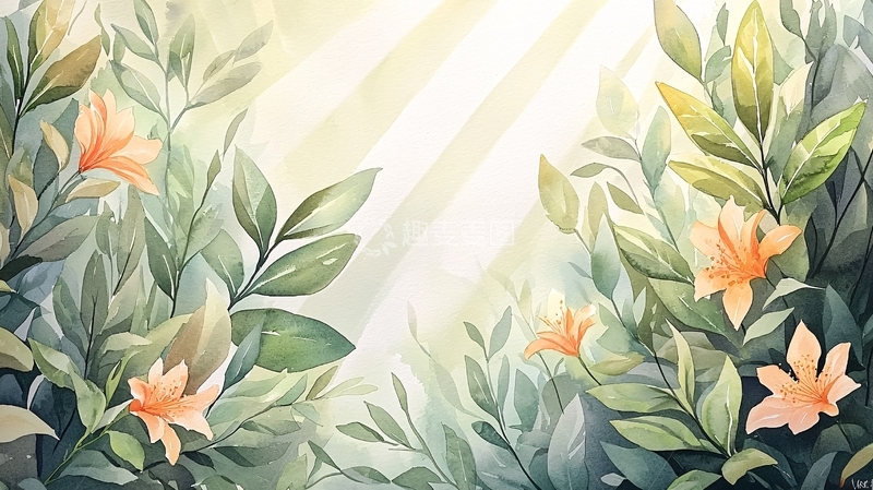 高清大图下载【趣麦麦图】阳光下的花卉植物背景图