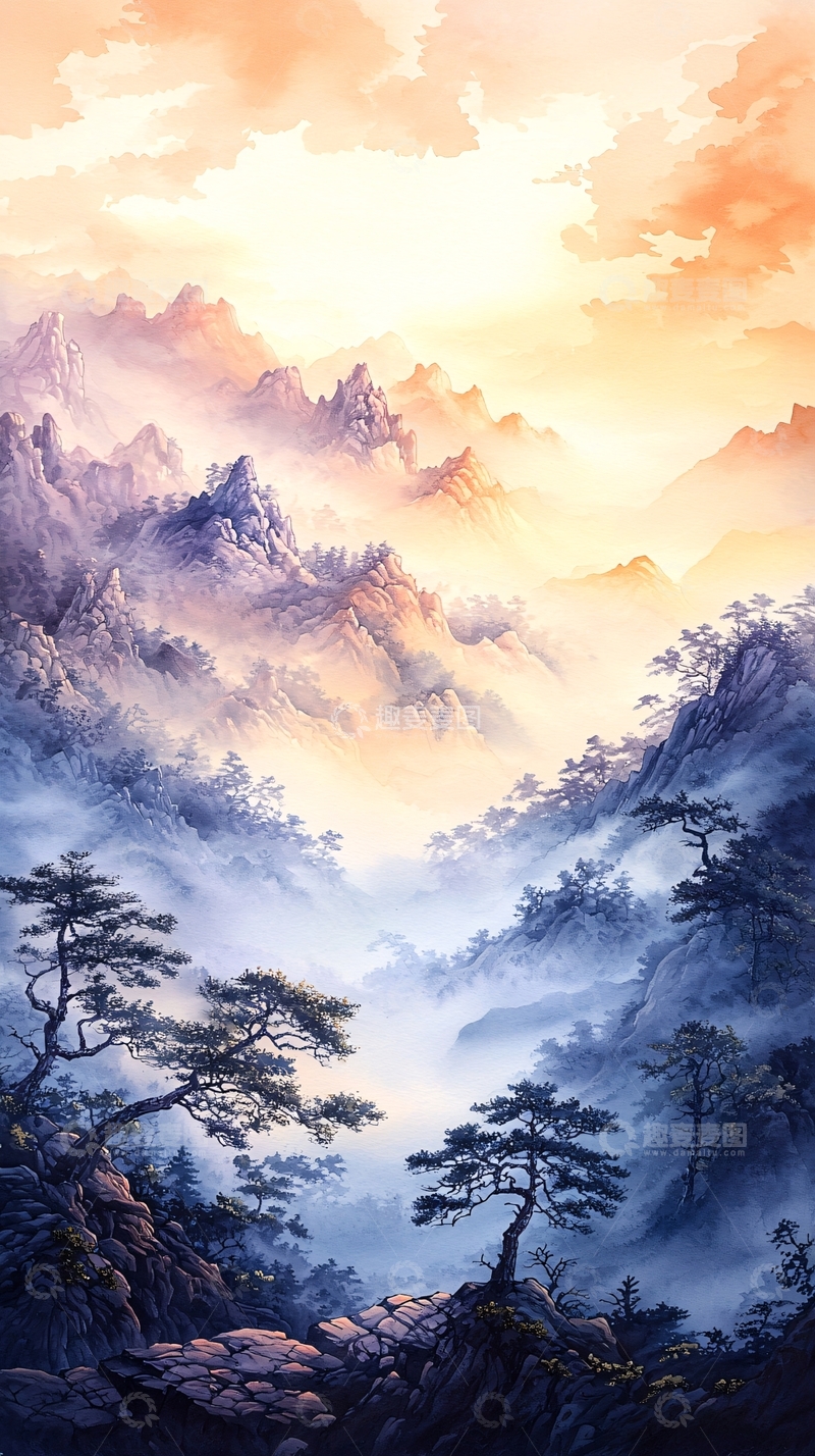 高清大图下载【趣麦麦图】晨雾山林高清图片