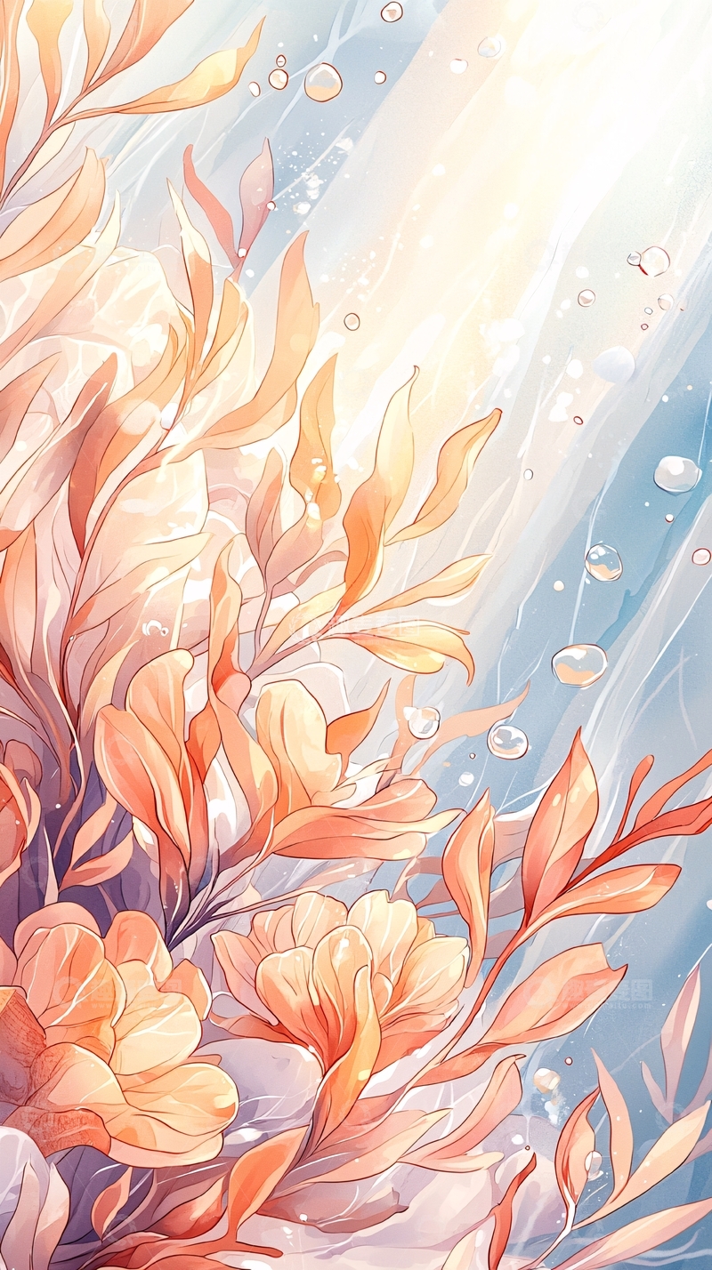 高清大图下载【趣麦麦图】海底珊瑚与光束