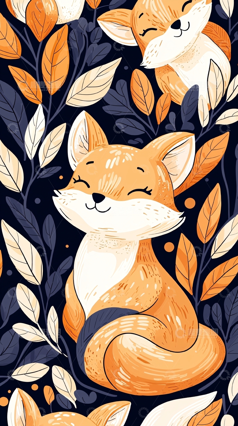 高清大图下载【趣麦麦图】秋日森林中的可爱狐狸