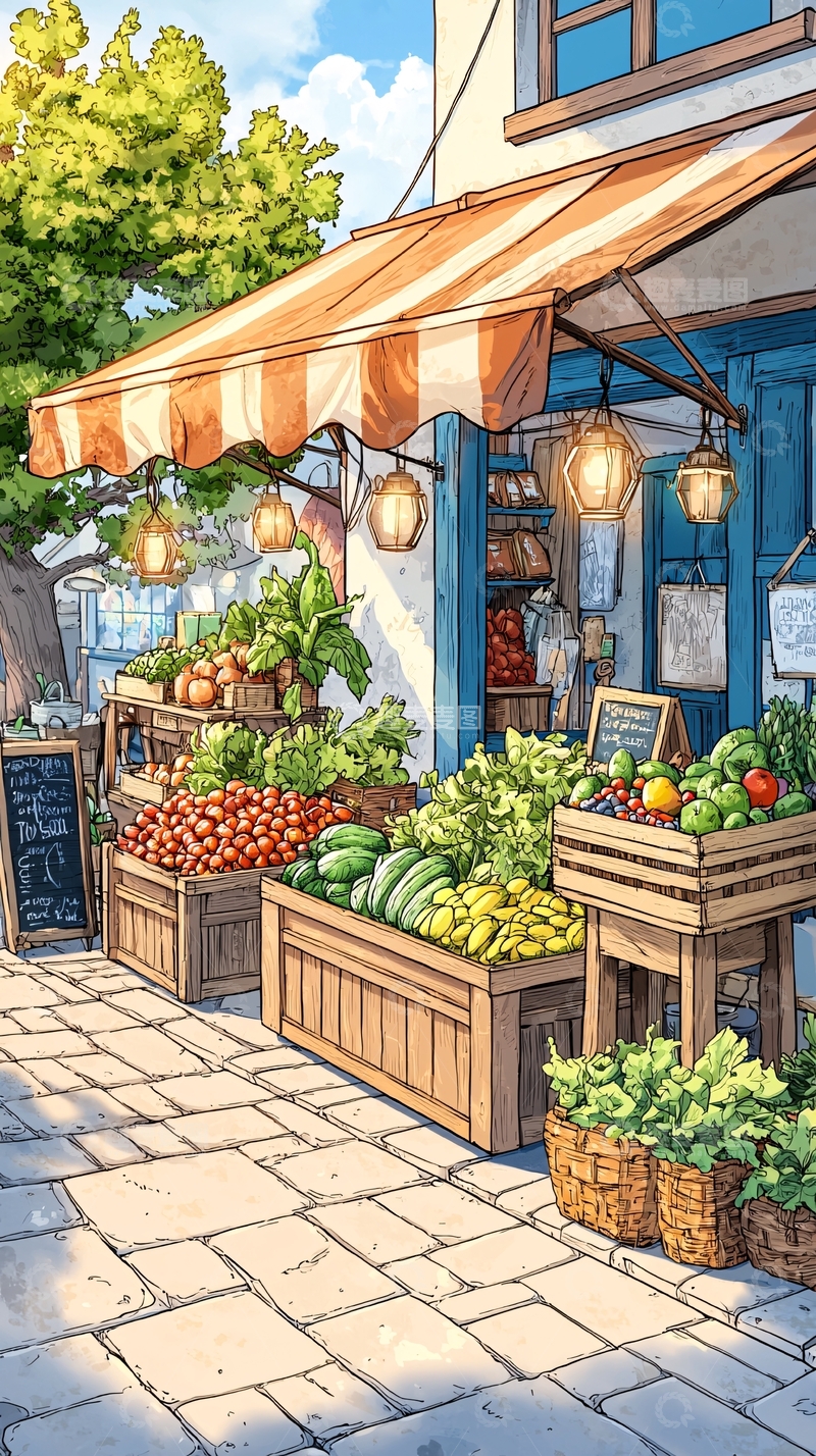 高清大图下载【趣麦麦图】街边新鲜蔬菜摊位