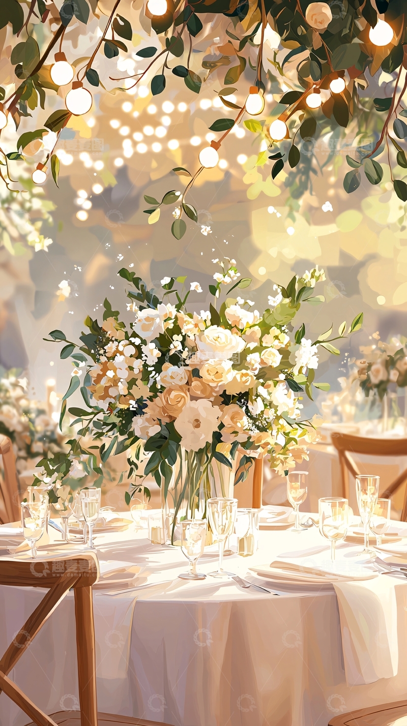 高清大图下载【趣麦麦图】温馨婚礼宴会桌布置