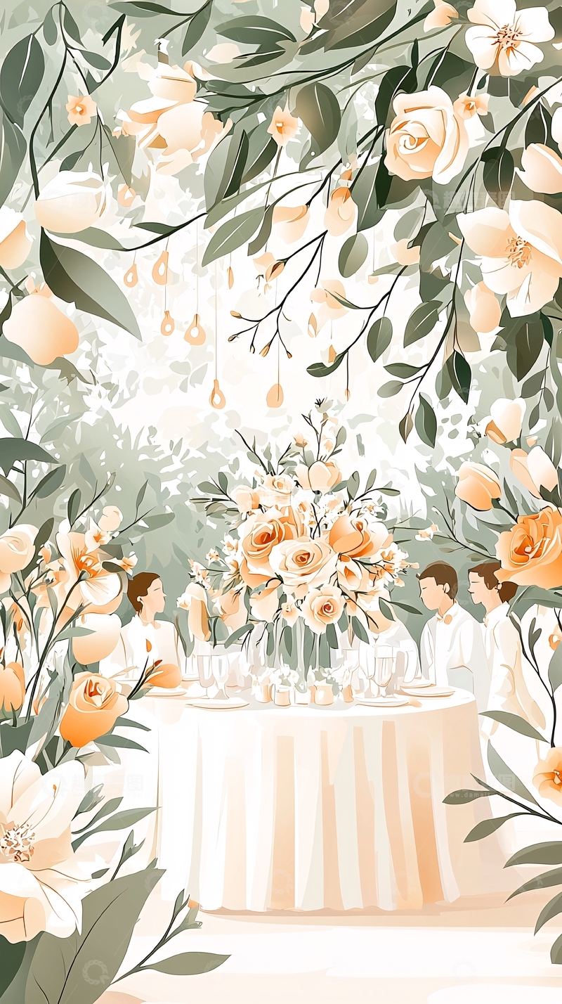 高清大图下载【趣麦麦图】婚礼场景插画素材