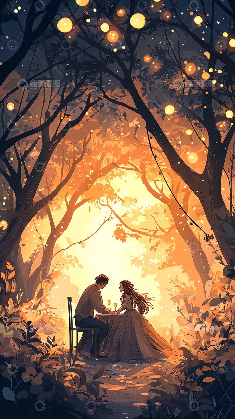 高清大图下载【趣麦麦图】森林中的浪漫晚餐