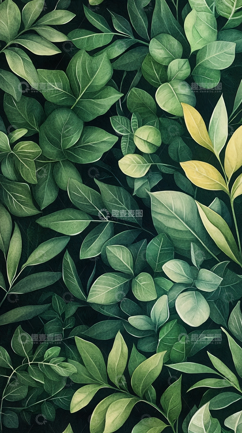 高清大图下载【趣麦麦图】绿色植物叶子背景图