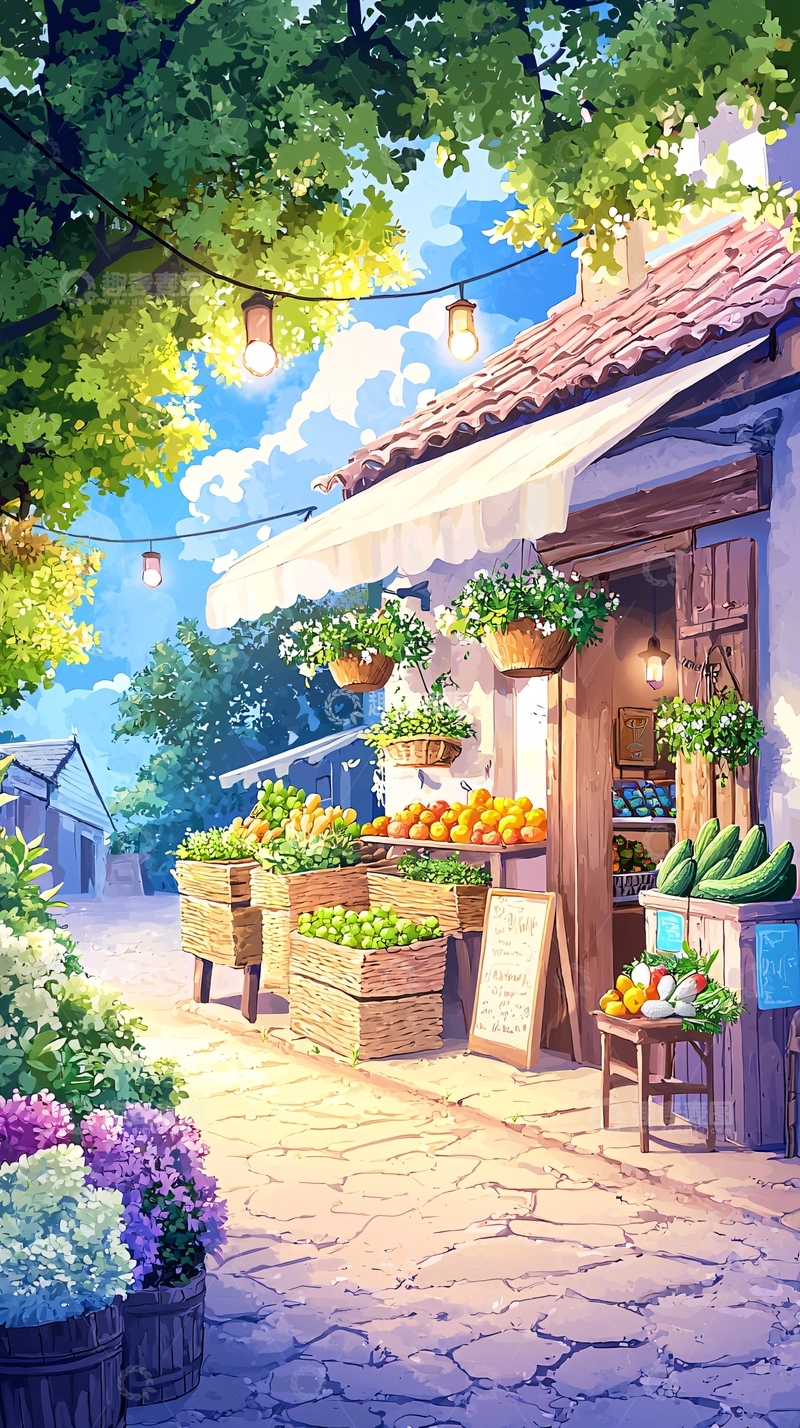 高清大图下载【趣麦麦图】乡村集市水果蔬菜摊