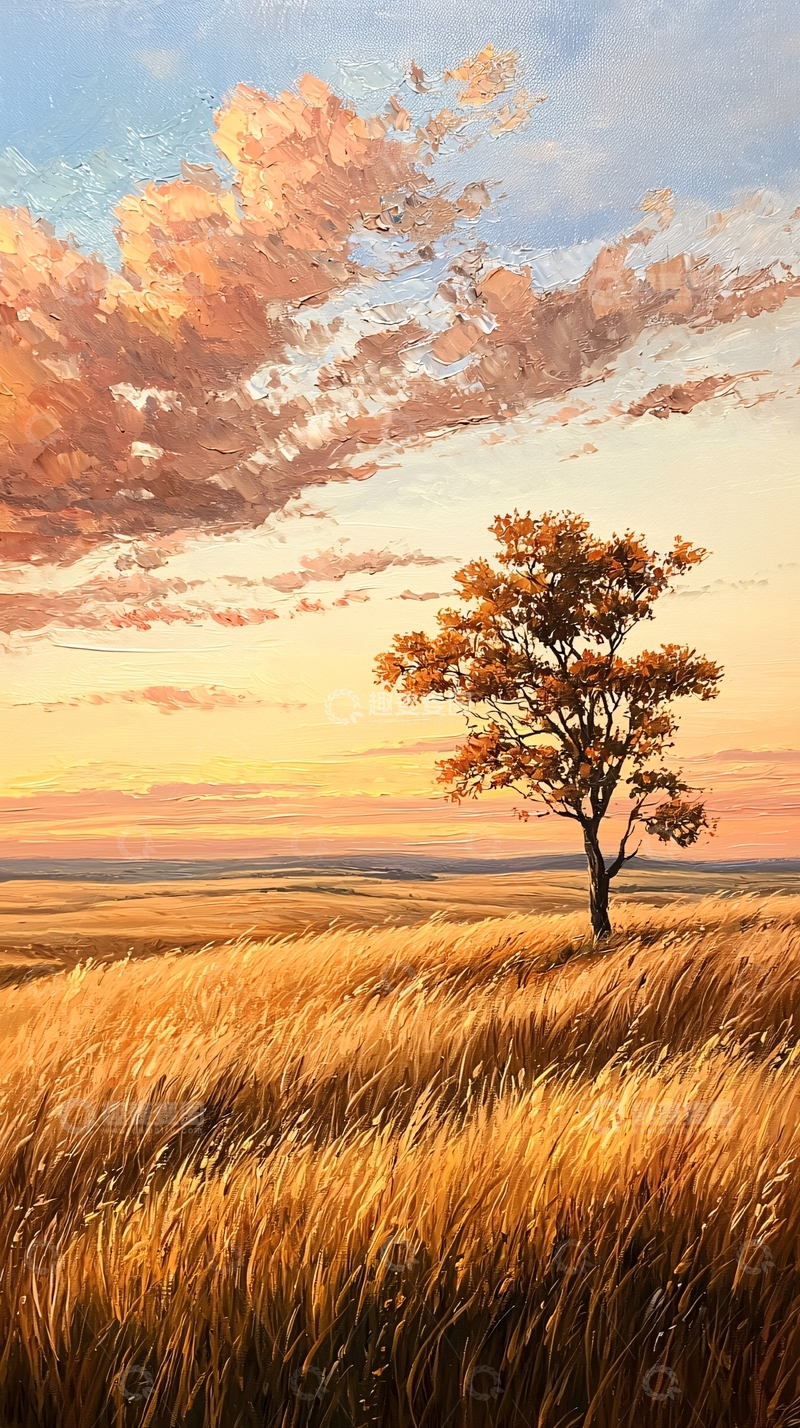 高清大图下载【趣麦麦图】秋日孤树田野风景