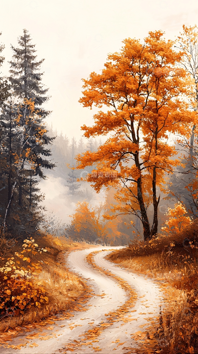 高清大图下载【趣麦麦图】秋日森林小路风景