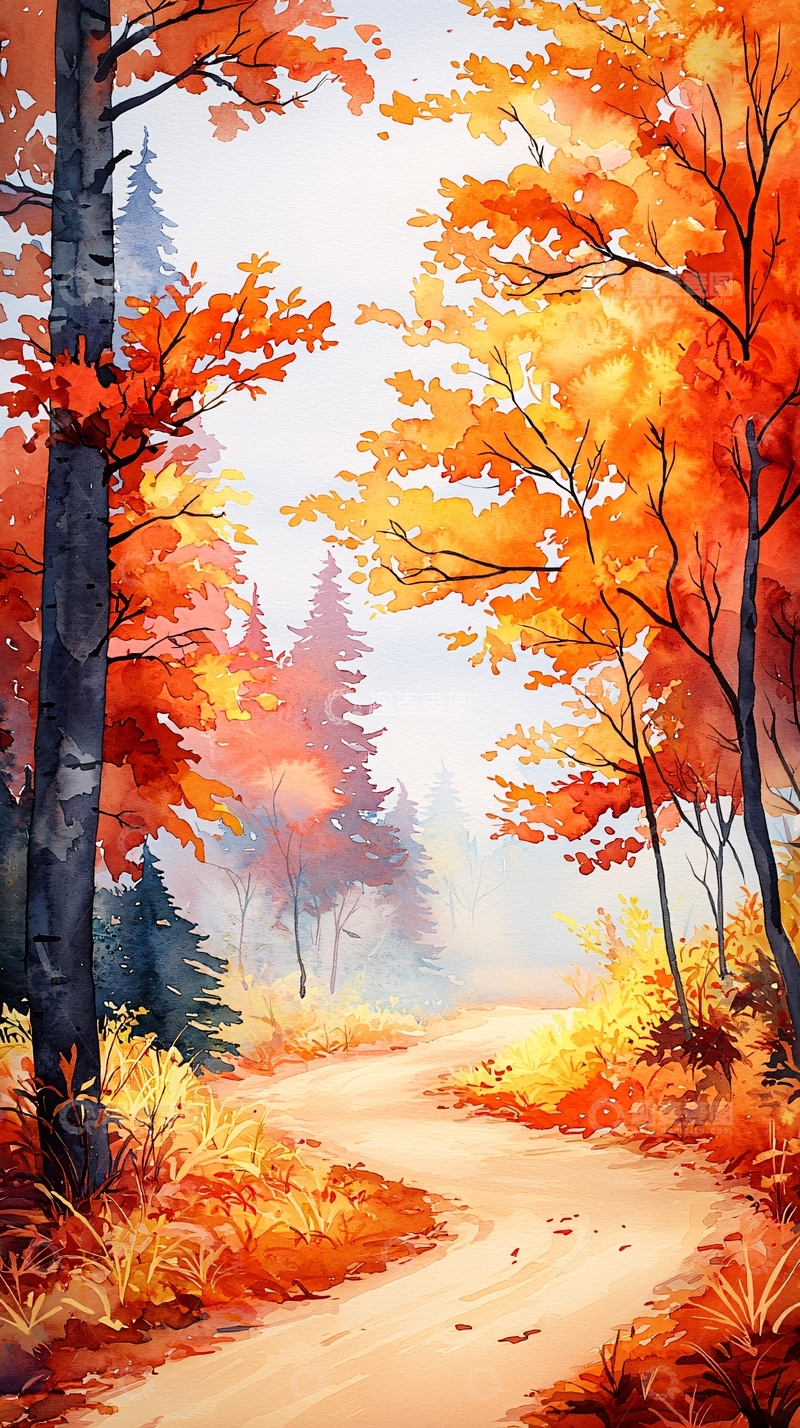 高清大图下载【趣麦麦图】秋日森林小径68