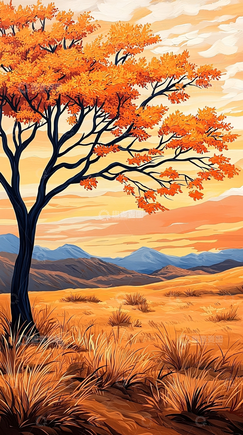 高清大图下载【趣麦麦图】秋日沙漠孤树