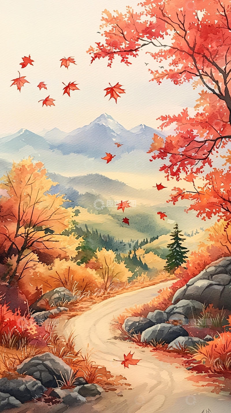 高清大图下载【趣麦麦图】秋日山间小路风景图