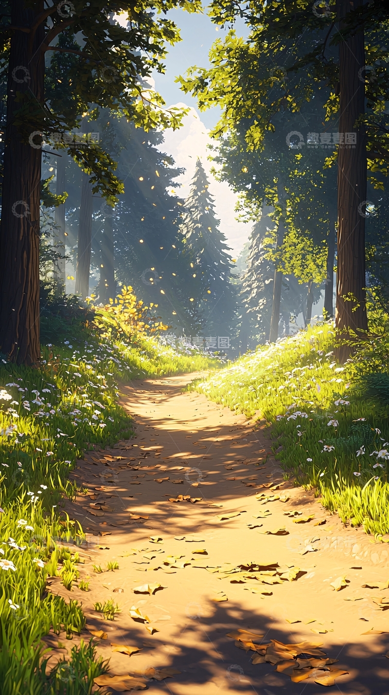 高清大图下载【趣麦麦图】森林小径上的光影