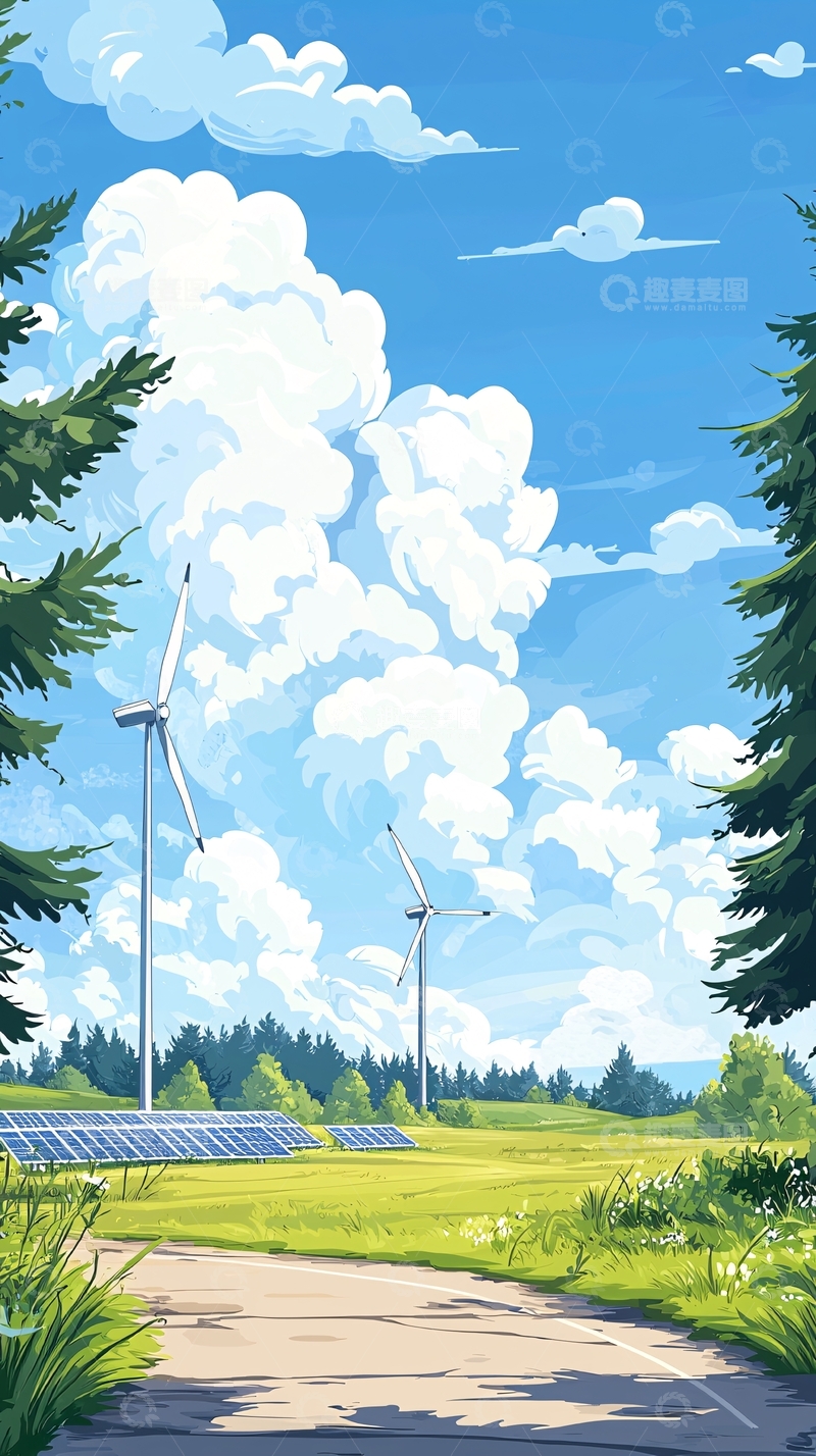 高清大图下载【趣麦麦图】绿色能源与自然风光